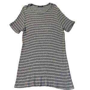 Brandy Melville Gray White Striped T Shirt Dress Stretch Cotton Basic Flowy